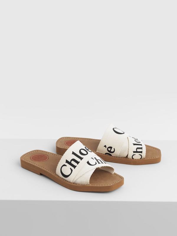 Chloé Sandalias Mujer Mule Blancas Algodón Canvas INKF64130